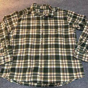Eddie Bauer Mens Green Plaid Button Front Bristol Flannel Shirt Size XXL